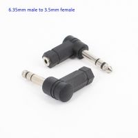 6.5Mm Ke 3.5Mm Pria Ke Wanita 90 Derajat Miring Steker Adaptor Konverter Headphone Audio Mikrofon Jack Stereo Steker Konektor