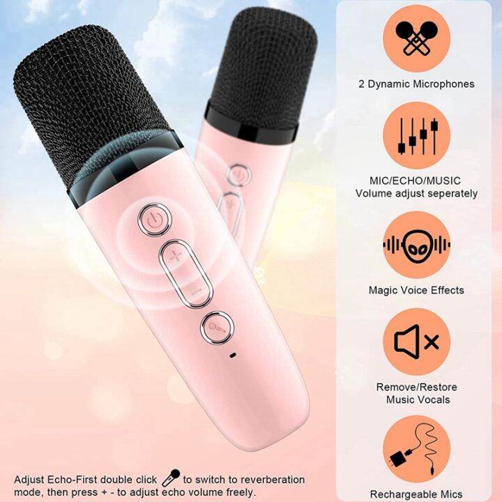 mini-karaoke-machine-with-2-wireless-microphones-for-kids-adults-18-pre-loaded-songs-portable-bluetooth