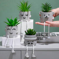 new Cute Flower Pot Succulent Decor Artificial Flowerpots Plastic Figurines Simulated Tree Pot Decoration Pen Holder Home