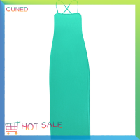 QUNED ผู้หญิงเซ็กซี่ suspender ชุดยาวแฟชั่นสีทึบ backless Tight SUMMER PARTY DRESS