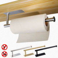 Adhesive Paper Holder 304 Stainless Steel Brushed Gold Black Bathroom Kitchen WC Paper Towel Rack Shelf Long Tissue Roll Hanger