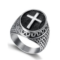 เครื่องประดับสแตนเลสแหวนผู้ชาย Kalen Punk Cross