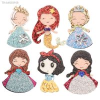 ℡✔ 12PCS 2.6x1.6inch Boutique Princess Mermaid Kawaii Hair Accessories for Girls Hair Bows Hairclips Barrette Supplies Appliques