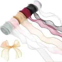 4cm Sheer Organza Ribbons Wired Chiffon Ribbons for Wedding Gift Wrapping Bow Wreath DIY Christmas Craft Decor