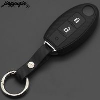 fgjfykjd jingyuqin Carbon Silicone Car Key Case keychain For Nissan X-Trail 370Z Cube Micra Qashqai Juke Leaf Tiida Cube Quest Versa