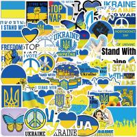 50Pcs Blue Yellow Ukraine Stickers Ukraine National Flag Stickers Suitcase Luggage Laptop Skateboard Kids Stickers Gift Toy Replacement Parts