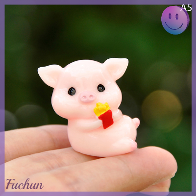 Fuchun โมเดลสัตว์ตุ๊กตาหมูน่ารักขนาดเล็ก,อุปกรณ์ประดับตกแต่งภูตประจำสวนขนาดเล็กตกแต่งบ้านภูมิทัศน์ขนาดเล็กมอส