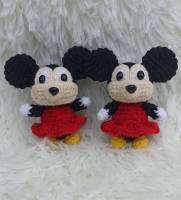 พวงกุญแจ ตุ๊กตาไหมพรม Micky Mouse &amp; Minnie Mouse