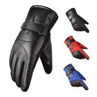 PU Leather Mens Touch Screen Gloves Motorcycle Non slip Glove Outdoor Full Finger Cycling Mountain Bicycle Guantes Ciclismo