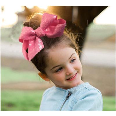 3.15" Baby Girl Sequins Hair Clips Rhinestones Hair Bow Accessoories