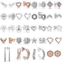 {Han ornaments}ใหม่ต่างหูเงินแท้925 Tiara Wishbone Love Knot HeartStar พร้อมต่างหูคริสตัลสำหรับของขวัญเครื่องประดับสตรี