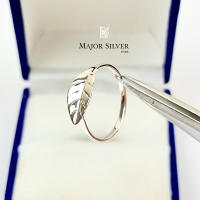 Leaf ring : แหวนใบไม้  /  แหวนเงินแท้ 92.5% แหวนแฟชั่น เรียบๆ สไตล์ยุโรป แหวนเงินแท้ 100 Major Silver