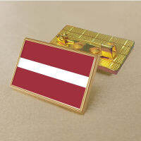 Latvian flag pin 2.5*1.5cm zinc alloy die-cast PVC colour coated gold rectangular medallion badge without added resin