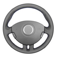 【YF】 Black PU Faux Leather Hand-stitched Car Steering Wheel Cover for Renault Clio 3 2005 2006 2007 2008 2009 2010 2011 2012 2013