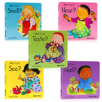 What can I feel / taste / Smile / hear / see 5 volumes of original English picture books vision, hearing, smell, taste, touch childrens facial features perception early education enlightenment paperboard Book Child‘S play Publishing