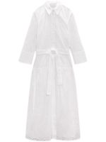 ZaraˉSummer new womens white dress with belt hollow embroidery midi gentle dress 2895994 251