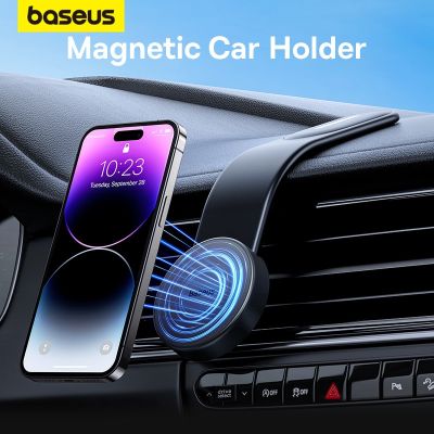 Baseus Magnetic Car Phone Holder Stand Foldable Telephone Support Mount for Iphone 12 13 14 for Center Control Screen Dashboard Car Mounts