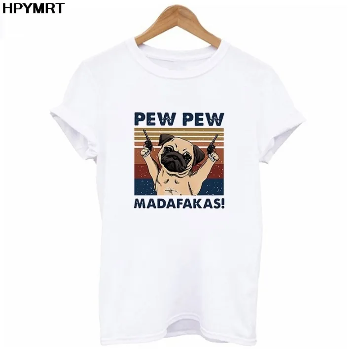 Dog Pew Pew Madafakas Print Tshirt Funny Cat Gangster With Gun Meme Women'S  T-Shirt 2020 Summer Short Sleeves T Shirt Woman Tops | Lazada Ph