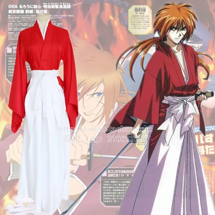 Japan Anime Rurouni Kenshin Himura Kenshin Cosplay Kimono Cloak