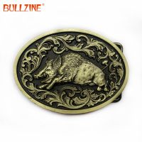 【CC】۞㍿∈  Bullzine zinc alloy retro western wild boar belt buckle cowboy jeans gift FP-03716-2 brass finish