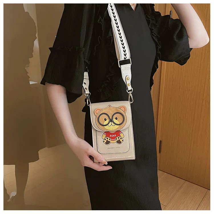 BeiBaoBao Mobile phone bag for women cute bear women's bag HI-Q crossbody  bag Female Luxury Designer messenger bag mini purse