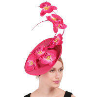 Elegant Ladies Floral Decor Millinery Derby Party Tea Headpieces Hot Pink Chapeau Fascinators With Beautiful Gorgeous Hats Women