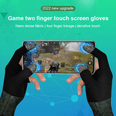 ถุงมือที่รัดฝ่ามือนิ้วสำหรับเล่นเกม PUBG กันเหงื่อ Penutup Tangan 2ชิ้นถุงมือเล่นเกมหน้าจอสัมผัสไม่มีรอยขีดข่วน