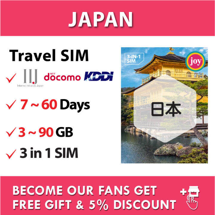 【Japan】【760days】【3 50GB】【30 90 UnlimitedGB】Travel Prepaid Sim Card