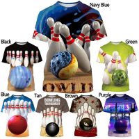 2023 Customized Fashion New  sports bowling 3D printing mens and casual short-sleeved street T-shirts，Contact the seller for personalized customization