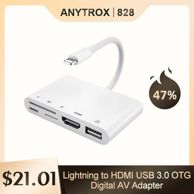 Lightning to HDMI USB 3.0 OTG อะแดปเตอร์ AV ดิจิตอล/สาย iPhone to SD/TF Card Adapter/ dongle รองรับทีวี/โปรเจคเตอร์-kdddd