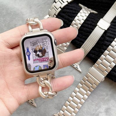 Luxury Metal WatchBand For Apple Watch Ultra 8 7 6 5 4 Starlight Steel Chain Strap For iWatch 38MM 41MM 42MM 44MM 45MM 40MM 49MM Straps