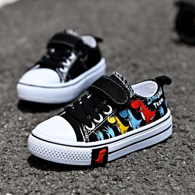 hot【DT】☋  Children Cartoon Canvas Shoes for Boys Low-top Breathable Non-slip Board Fashion Kids Sneakers