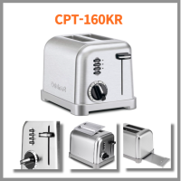 CuisinArt CPT-160KR โลหะคลาสสิค2เครื่องปิ้งขนมปัง6หน้าปัดสีน้ำตาลขนาด3.8ซม. ช่องปิ้งขนมปังกว้างปุ่มละลายน้ำแข็งแบบถอดออกได้