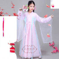 Three Lives Three Worlds Ten Miles Peach Blossom White Light Same Style Ancient Costume Fairy Costume Childrens Princess Long Dress Children Hanfu Womens Dress Yarn