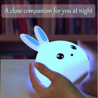 Zoyaloo Led Night light Rabbit Touch Sensor Lamp 7 Colors Silicone Lamp For Children Kids Gift Cartoon Decorative Bedside light