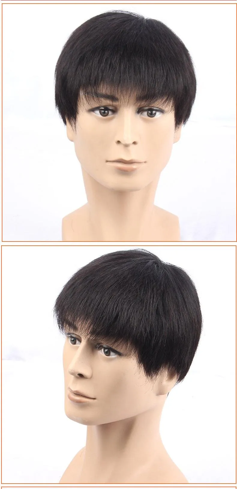 100% Real Human Hair Wig for Men Natural Breathable Male Wig Short Hair  Human Hair Natural Full Head Cover Invisible Korean Style Handsome Real Hair  Wig Hairpiece Real Natural Virgin Hair Periwig |