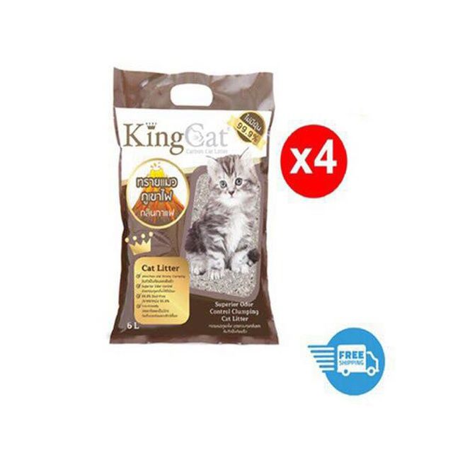 ส่งฟรี-king-cat-คิงส์แคท-ทรายแมวภูเขาไฟ-6-ลิตรx4ถุง