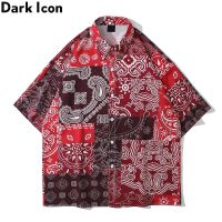 ✘✤ Dark เสื้อเชิ้ต พิมพ์ลาย สไตล์ฮาวาย สําหรับผู้ชาย