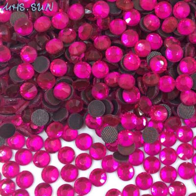 【CW】 MHS.SUN SS6 SS10 SS16 SS20 SS30 Hot Pink DMC Hotfix Flatback Rhinestones Iron-on Glass Garment