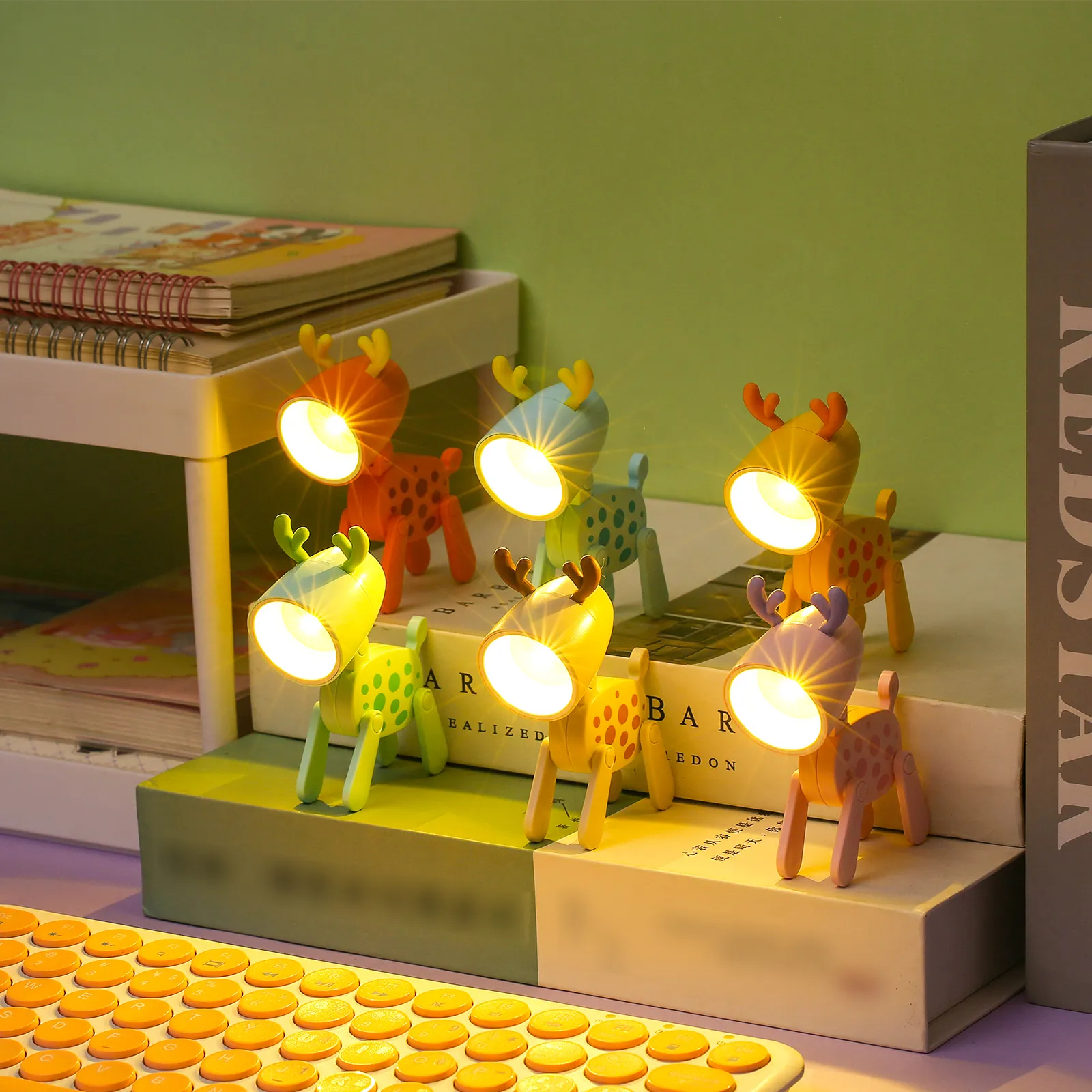 pantorastar] Cartoon Puppy Deer Mini Desktop Table Lamp Foldable Small  Night Light Student LED Book Lamps Warm Yellow Color Eye Protection Reading  Table Lamp Kids New Year Gift Desktop Cartoon Decorations |