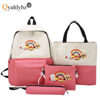 Qyahlybz casual four-piece backpack large capacity backpacks casual school boy shoulder bags school backpacks for teenager girls