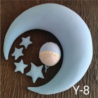 ZZOOI Moon Pillow Newborn Photography Prop Baby Posing Pillow Star Hat Set Infant Photo Positioner for Studio Photo