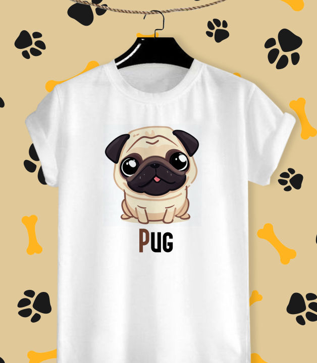 เสื้อยืดสกรีนลาย-น้องหมา-ปั๊ก-pug-ผ้า-tk-ใส่สบาย-สีสันสดใส-ใส่สบาย-ไม่ยืดไม่ย้วย