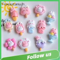 FOXNUTANUJH 24pcs Cabochons หลังแบน ไอศกรีมเรซินรูปกระต่าย การตกแต่งตกแต่ง สีสันสดใส ชิ้นส่วนเครื่องประดับ DIY ของใหม่ อุปกรณ์เสริมเสริม กิ๊บติดผม