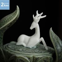 2kxx [Send Incense] Deer Plate Incense Burner Creative One Deer Lotus Incense Burner Zen Agarwood Incense Burner Tea Table Household Ceramic Ornaments