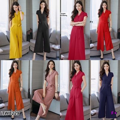 Jumpsuit จั้มสูทคอปกแขนกุด ขายาว 6 ส่วน