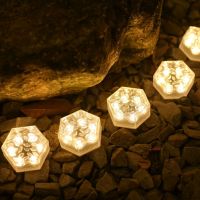 【LZ】✔  Impermeável Solar Floor Tile Luzes Lâmpadas LED hexagonais Pátio Passos Atmosfera Enterrado Iluminação Decoração de gramado ao ar livre Jardim