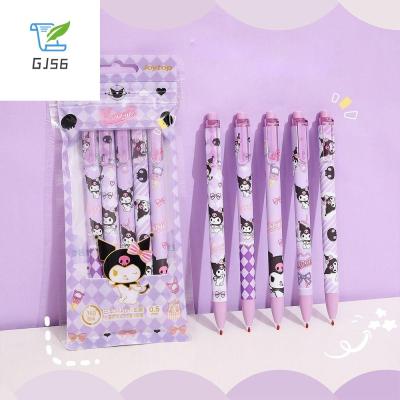 GJ56 5ชิ้น/ชุดหมึกดำปากกาเจลแบบกด ST Nib เครื่องเขียน Kawaii ปากกาเจล0.5Mm การเขียนปากกาลงชื่อนักเรียน