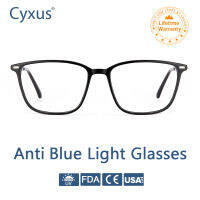 Cyxus Anti Blue Light แว่นตาสำหรับชายแว่นตาคอมพิวเตอร์ผู้หญิงยืดหยุ่น TR90 กรอบโลหะวัด UV400 ป้องกันอ่านหนังสือแว่นตาสำหรับเล่นเกม Unisex 8208