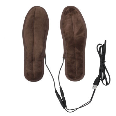 พื้นรองเท้าทำความร้อนสวมเท้ากันรักษาความอบอุ่น,รองเท้าขนฟูไฟฟ้า USB ฤดูหนาว